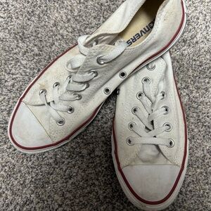 Converse Off-White Canvas Sneakers with Red Trim